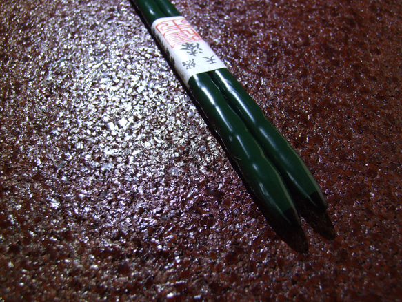 天然漆塗烏帽子緑刷毛手塗ハンドメイド箸 5枚目の画像