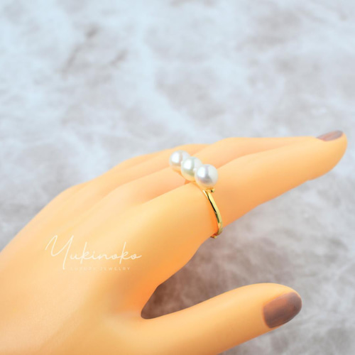 天然パールリング 限定価格💫超レア✨K18WG 天然真珠 クラムパール リングの通販