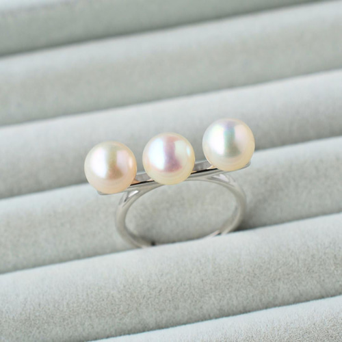 受注生産】天然真珠 3連パールリング Équilibre 3 シルバー925