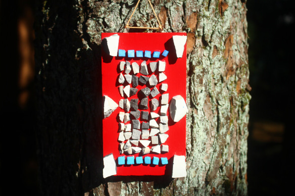 テラコッタブロックアート　壁掛けタイプ（赤）　送料無料 6枚目の画像