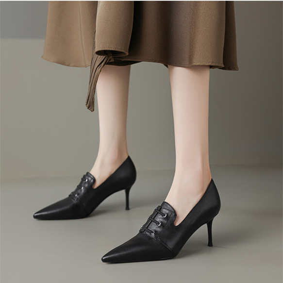 23 新款女士真皮鞋時尚獨特鞋高跟鞋 22 厘米-24.5 厘米 2 色 #820⭐免運費⭐ 第11張的照片