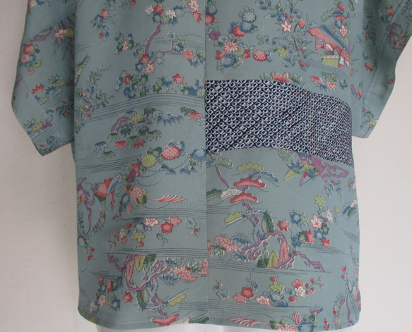 ７３２６　花柄の着物で作ったTシャツ　＃送料無料 13枚目の画像