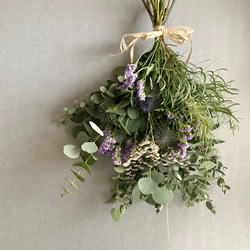 ドライフラワー ココフラワーとユーカリのくすみスワッグ ユーカリの