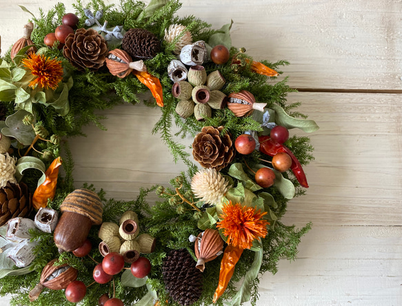 秋からの木の実とベリーたちのリース 6枚目の画像