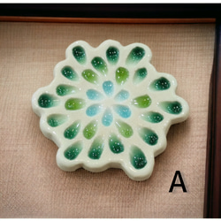 【グリーン】ツヤツヤしずくタイル　陶器製　ヘアアクセサリー　帯留め 4枚目の画像