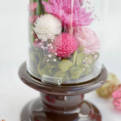 「仏花」ことね菊ローズピンクのプリザーブドフラワーのガラスドーム＜受注制作＞ 8枚目の画像