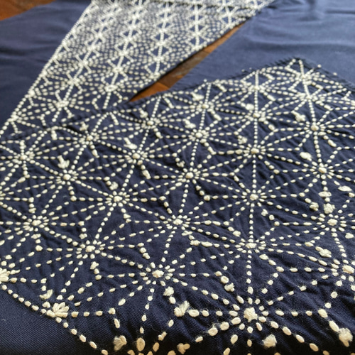 手縫い 一点物『麻の葉』刺し子 暖簾 のれん 間仕切り 目隠し 壁掛け