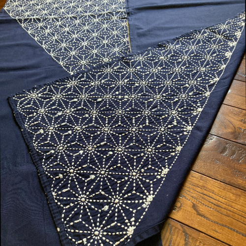 手縫い 一点物『麻の葉』刺し子 暖簾 のれん 間仕切り 目隠し 壁掛け