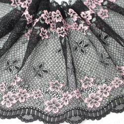 【セール品】ストレッチレース 3m 花 黒×ピンクお花 (LFLA60BKHHSC) 4枚目の画像