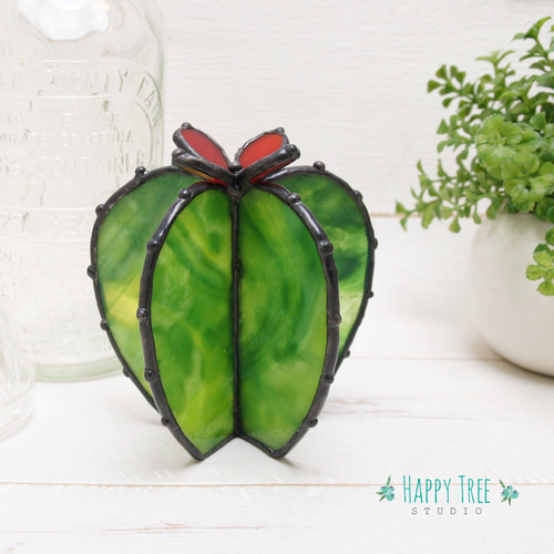 ステンドグラス 癒しのグリーン多肉植物 水やりなしで年中キレイ