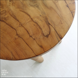 チーク無垢材 バースツールWS3 椅子 イス 木製 ベンチ 素朴 チェア 天然木 銘木家具 ナチュラル 総無垢材 円形 2枚目の画像