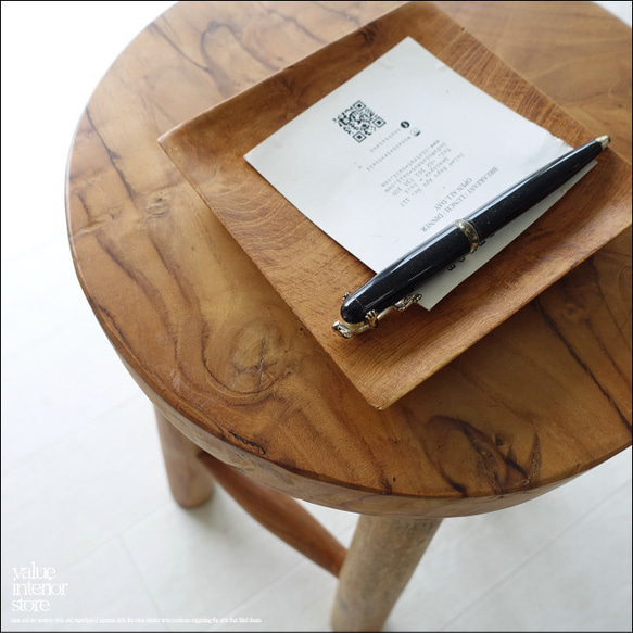 チーク無垢材 バースツールWS3 椅子 イス 木製 ベンチ 素朴 チェア 天然木 銘木家具 ナチュラル 総無垢材 円形 7枚目の画像