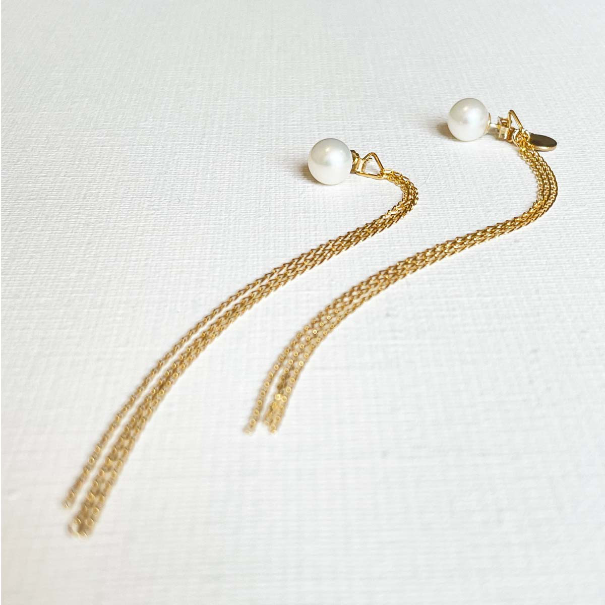 【2way】パール× K14gfロングチェーンチピアス