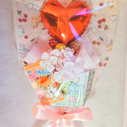 お菓子バルーンブーケ☆ミケ お菓子ブーケ☆透明ギフトバッグ付き☆選べるメッセージバルーン☆文字