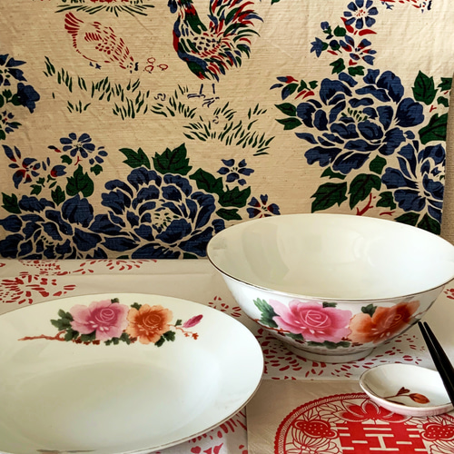 中国 景徳鎮 花柄と鳥の模様の皿 4枚セット 中国