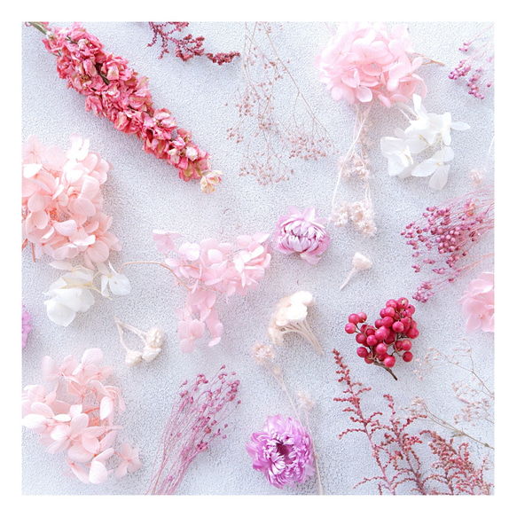 送料無料 花材セット】ピンク系ドライフラワー＆プリザーブドフラワー  