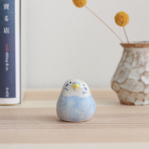陶土のセキセイインコ / ブルー（オス・メス） 小鳥の置物 その他