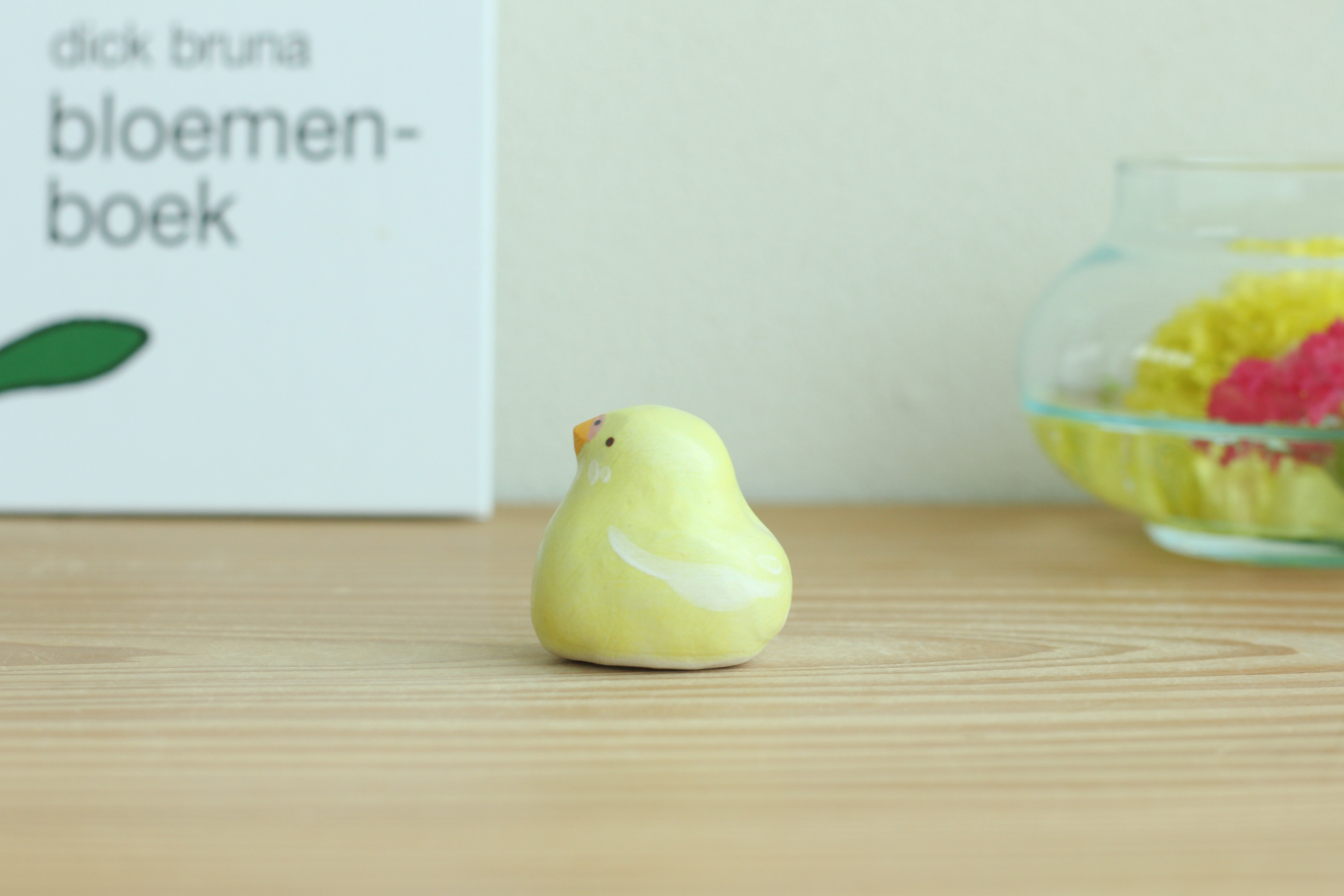 陶土のセキセイインコ（イエロー） 小鳥の置物 その他インテリア