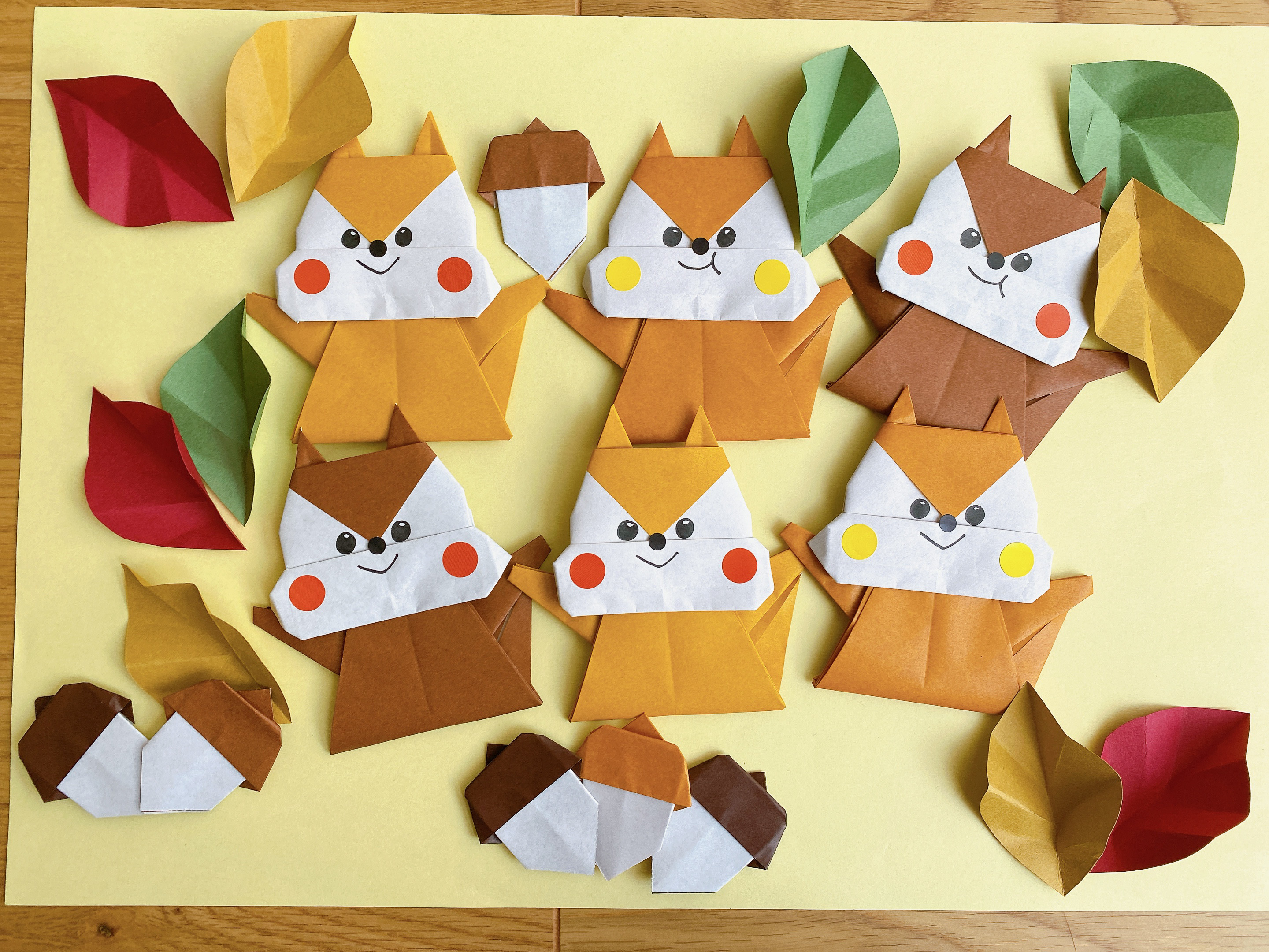 秋 どんぐり 紅葉 動物 りす 9月 10月 壁面飾り 折り紙 施設