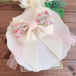 ハンドメイド♡花柄ファブリックリボンレースポニー ハンドメイド♡花柄ファブリックリボンレースポニー