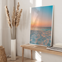 アートポスター ビーチ 海 トロピカル ピンク ピーチ おしゃれ 北欧風 シンプルモダン 癒し リゾート 2枚目の画像