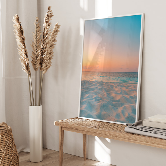アートポスター ビーチ 海 トロピカル ピンク ピーチ おしゃれ 北欧風 シンプルモダン 癒し リゾート 2枚目の画像