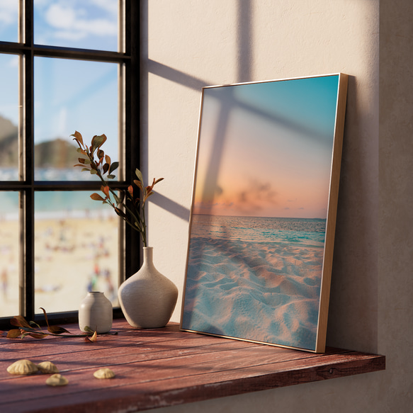 アートポスター ビーチ 海 トロピカル ピンク ピーチ おしゃれ 北欧風 シンプルモダン 癒し リゾート 7枚目の画像