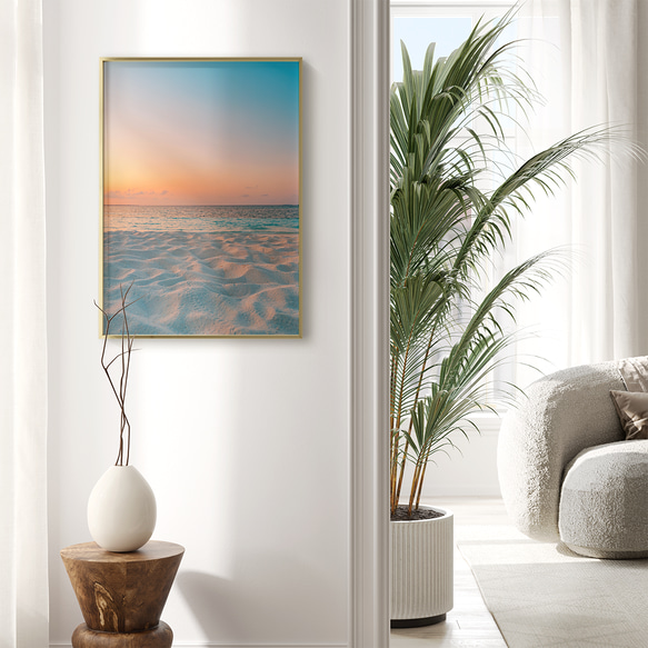アートポスター ビーチ 海 トロピカル ピンク ピーチ おしゃれ 北欧風 シンプルモダン 癒し リゾート 3枚目の画像