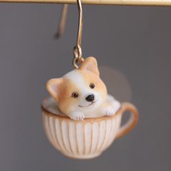 puppy cafe 小狗咖啡馆耳夹耳环耳饰 可爱精致原创设计手工制作礼物 第10張的照片