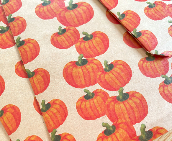 かぼちゃの平袋〈大｜5枚入〉マチなし 紙袋 ペーパーバッグ ギフトバッグ ラッピング 野菜モチーフ かわいい おしゃれ 3枚目の画像