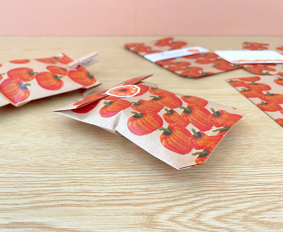 かぼちゃの平袋〈小｜8枚入〉マチなし 紙袋 ペーパーバッグ ギフトバッグ ラッピング 野菜モチーフ おしゃれ かわいい 4枚目の画像