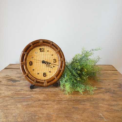 ラタン ウォールクロック（壁掛け時計）【丸型】 掛け時計・置き時計