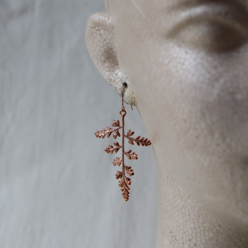 葉の形状のチェーンピアス ツルシノブの葉っぱピアス ピアス（フック・チェーン） witch