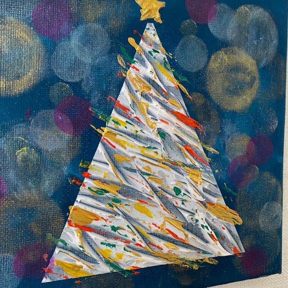 クリスマスツリー　丸い光　テクスチャーアート 3枚目の画像