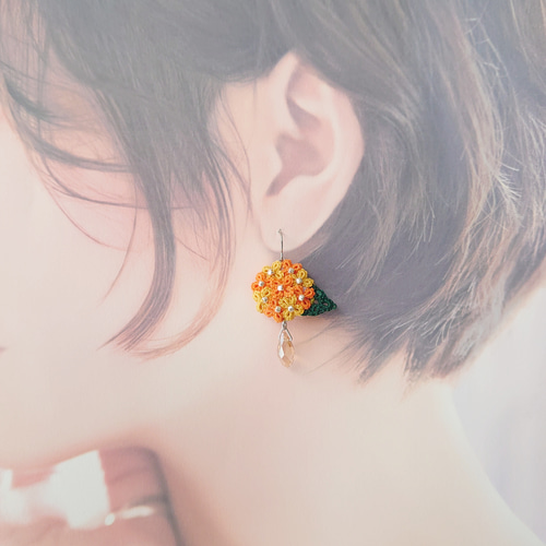 タティングレース 秋の香り 金木犀のピアス/イヤリング ピアス（フック