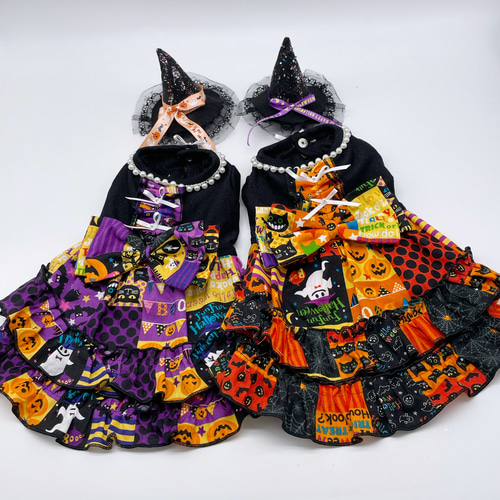 犬服/猫服 ハロウィンワンピース ハロウィンプリント(かぼちゃや