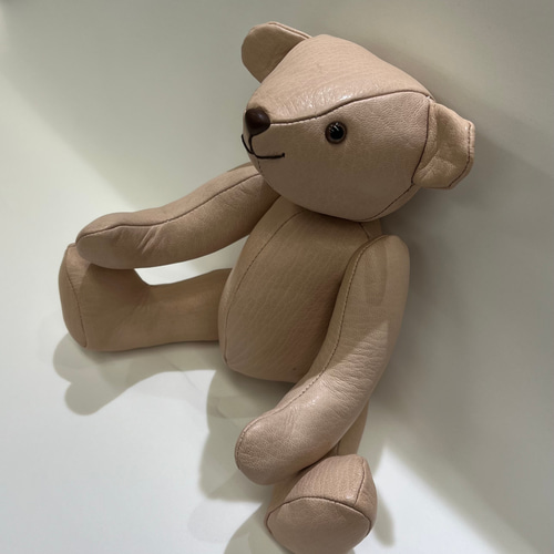 ハンドメイド テディベア ディストレスアルパカ ブラウン色 手作り テディベア 鹿革 オーダー制作のみ その他素材 革工房Deepzone