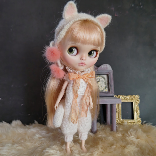 ドール用　ネコ耳ヘッドドレスと尻尾　1/4サイズ　ハンドメイド 57fb76cbabe1e7eb6078814bb30e90