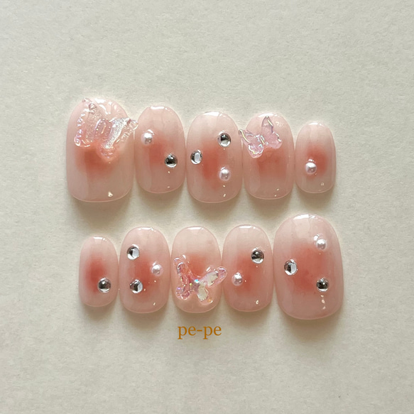 蝶々のチークネイル ネイルチップ（つけ爪） pe-pe 通販 16492216