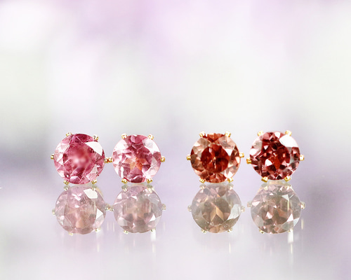 超希少！非加熱 天然ロゼカラージルコンのひと粒ピアス｜選べるピアス