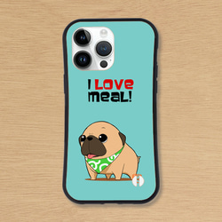 I Love Meal！ごはん大好きパグ（フォーン）　耐衝撃グリップiphoneケース各種 1枚目の画像