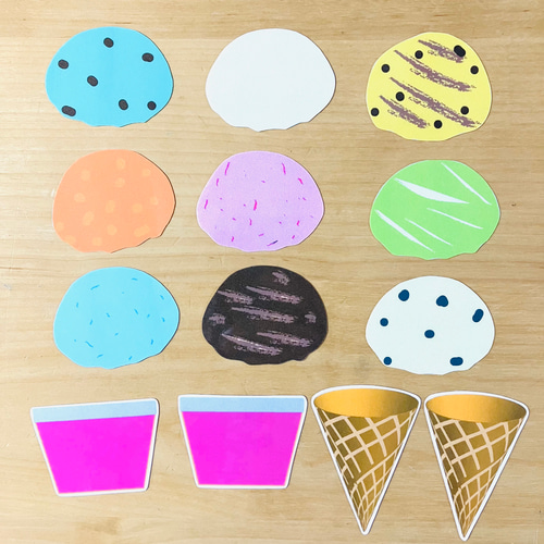 マッチングゲーム アイスクリーム マグネット 見本10枚 知育玩具