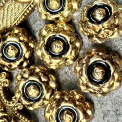 i65109【25mm 4pcs】復古凡爾賽玫瑰花鈕扣 vintage gold button 第2張的照片