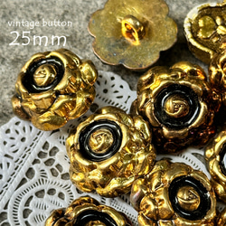 i65109【25mm 4pcs】復古凡爾賽玫瑰花鈕扣 vintage gold button 第1張的照片