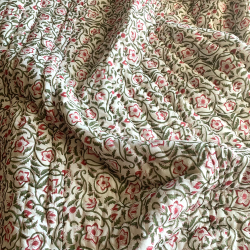 ブロックプリントキルト布団 良質インド綿 ブロックプリント ハンドキルト布団 その他インテリア