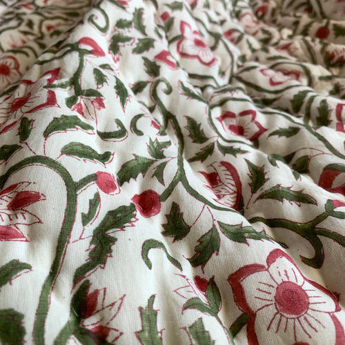 良質インド綿 ブロックプリント ハンドキルト布団 その他インテリア