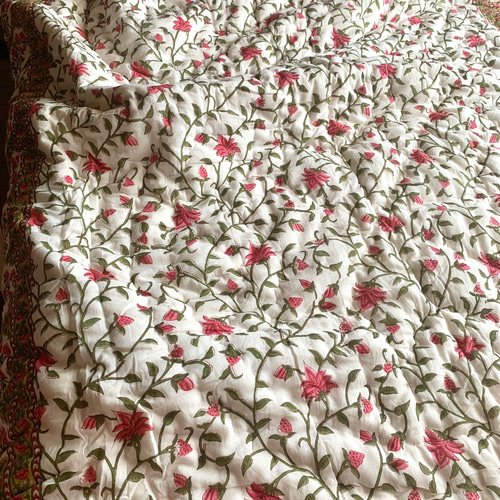 良質インド綿 ブロックプリント ハンドキルト布団 その他