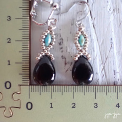 beads earrings ＊ onyx turquoise 5枚目の画像