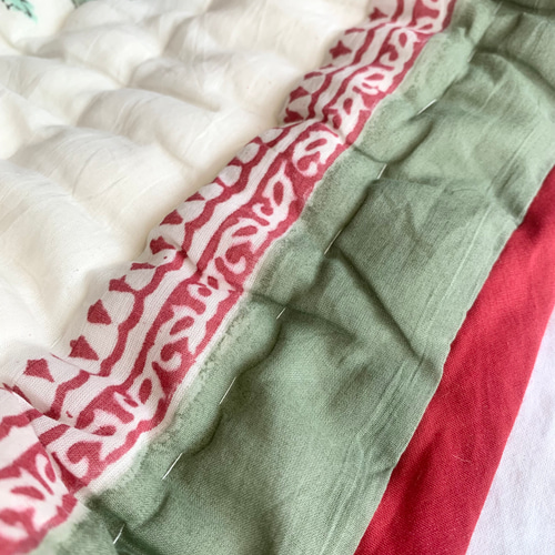 良質インド綿 ブロックプリント ハンドキルト布団 その他インテリア