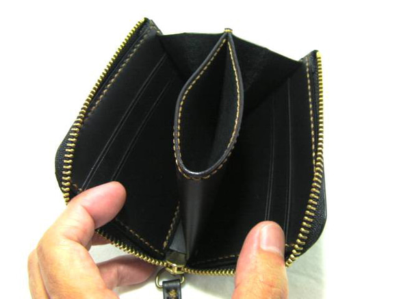 栃木レザー メンズ レディース 財布 ウォレット L字ファスナー コンパクト 小さい ミニ 本革 レザー ハンドメイド 5枚目の画像